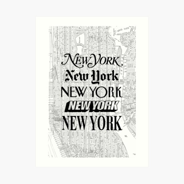 New York City - Vintage Street Map Typography Art Print
