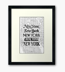 New York City - Weinlese-Straßenkarte-Typografie Gerahmtes Wandbild