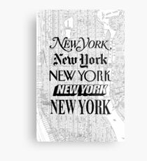 Lámina metálica Nueva York - Vintage Street Map Typography