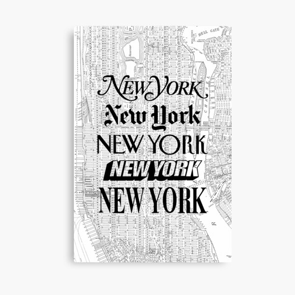 New York City - Vintage Street Map Typography Canvas Print