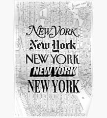 New York City - Vintage Street Map Typography Poster