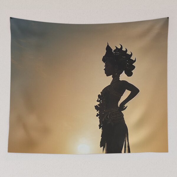 Item preview, Balinese woman posing in front of a beautiful sunrise designed and sold by RK - Shop.