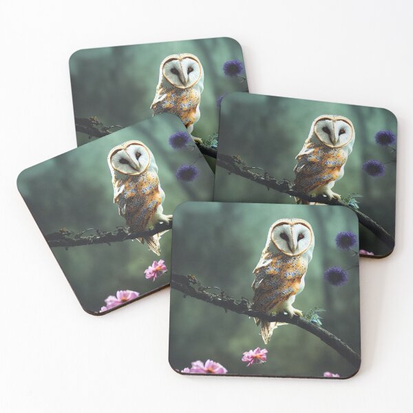 Item preview, Colorful barnowl sitting on a branch designed and sold by RK - Shop.