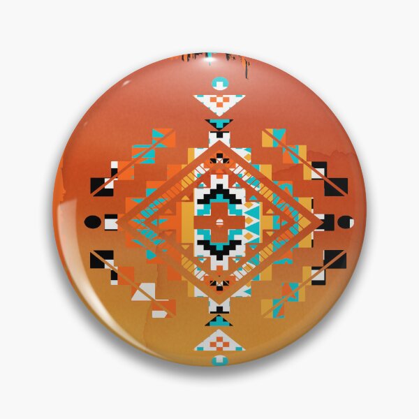 Item preview, Tribal Symbol Pattern In Turquoise And Oranges designed and sold by handsoftime2020.