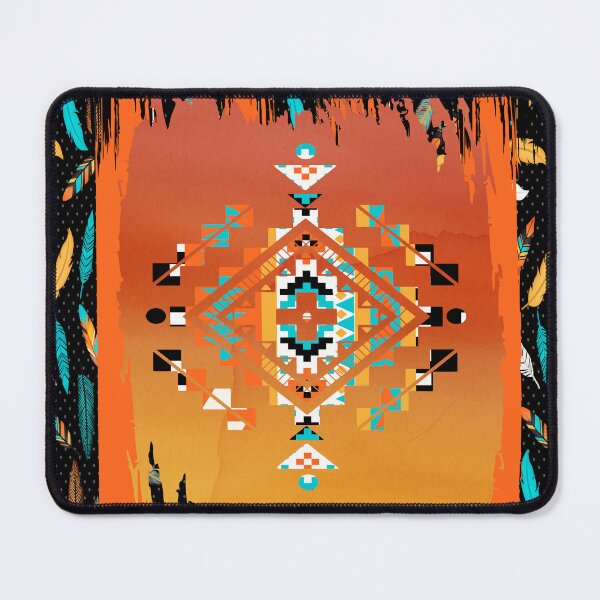 Item preview, Tribal Symbol Pattern In Turquoise And Oranges designed and sold by handsoftime2020.
