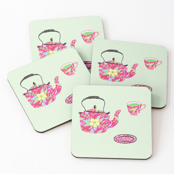 Item preview, Colorful tea pot and cups designed and sold by pinkyfish1010.