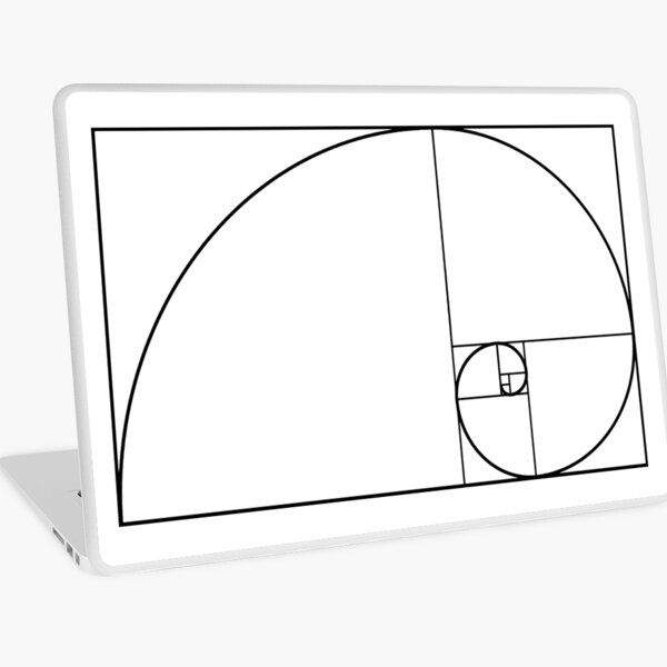 Golden ratio, golden mean, golden section, Latin: sectio aurea. Black on White. Laptop Skin