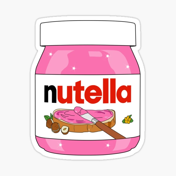 Closeup of mini Nutella container on pink background Stock Photo