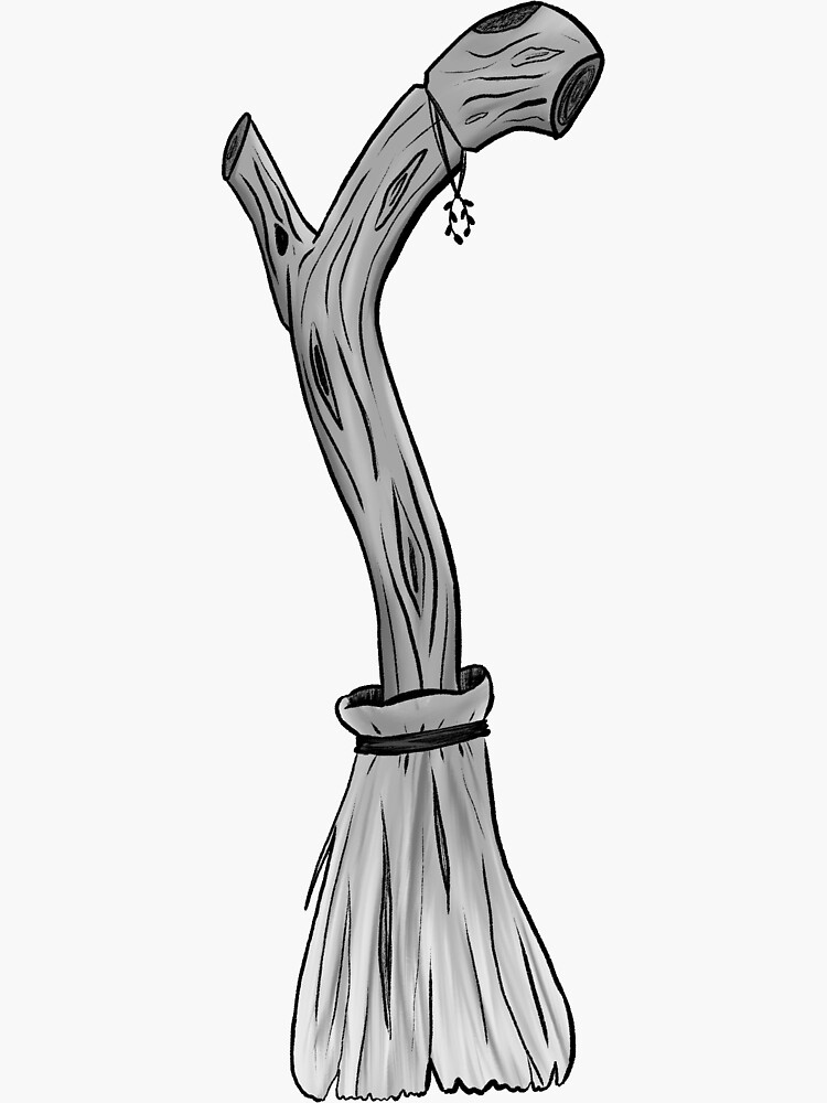 "Broomstick b/w" Sticker for Sale by Cre0n Redbubble