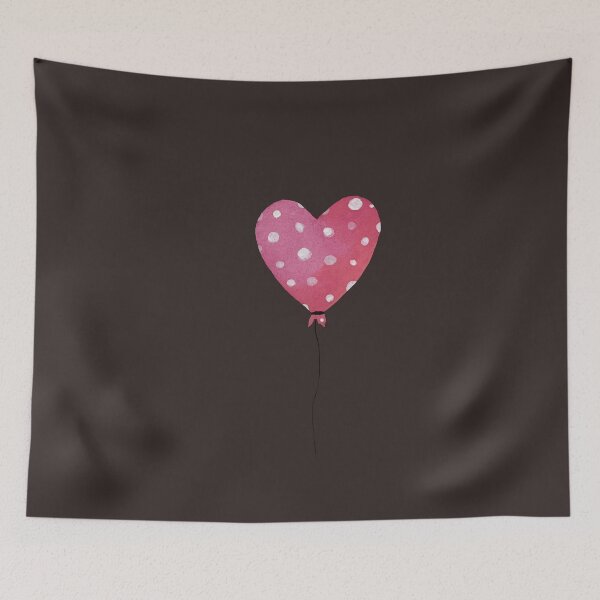 Item preview,  cute heart pink balloon dark background designed and sold by Yana Mustafina | Boho Soulful Designs.