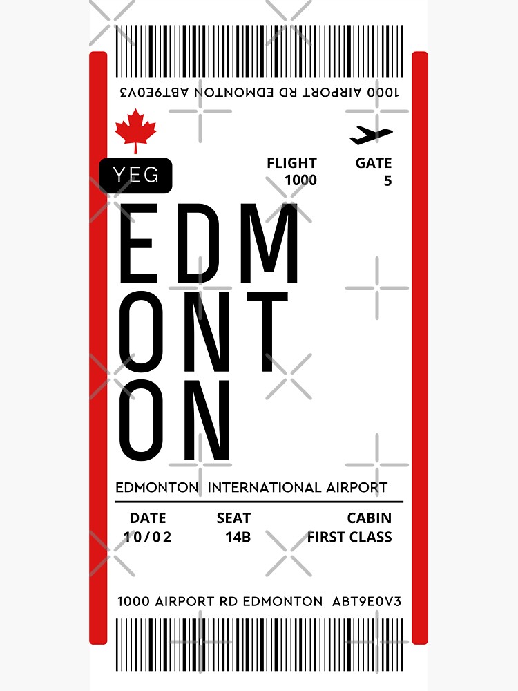 "Edmonton Flight Ticket Boarding Pass Travel Canada" Sticker for Sale