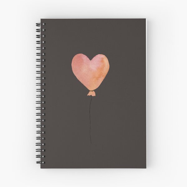 Item preview, peach cute balloon heart on dark background designed and sold by Yana Mustafina | Boho Soulful Designs.