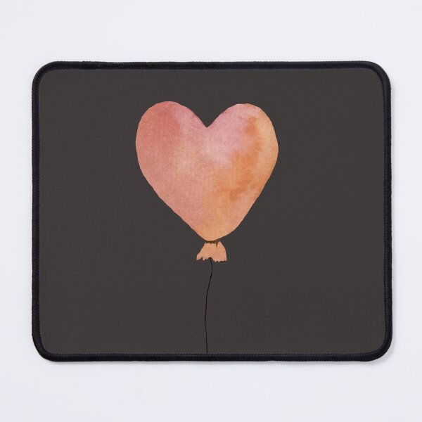 Item preview, peach cute balloon heart on dark background designed and sold by Yana Mustafina | Boho Soulful Designs.