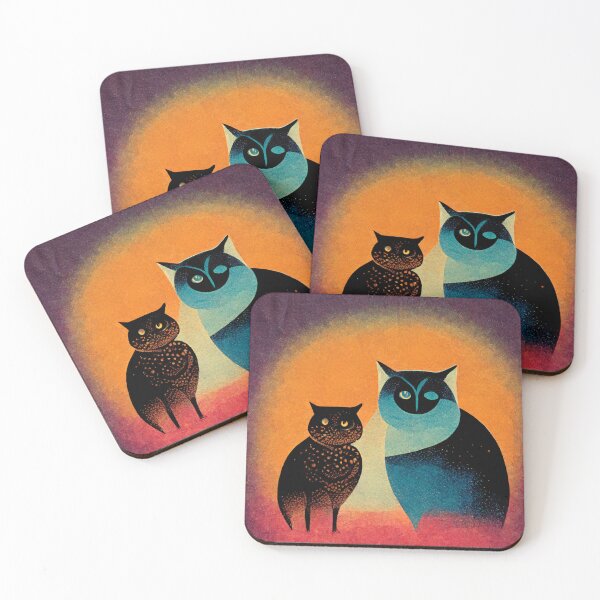 Item preview, A Cat and an Owl Vintage 70s Design designed and sold by werewolftogo.
