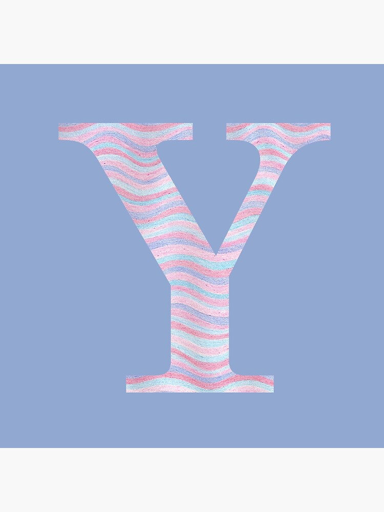 Initial Y Rose Quartz And Serenity Pink Blue Wavy Lines by theartofvikki