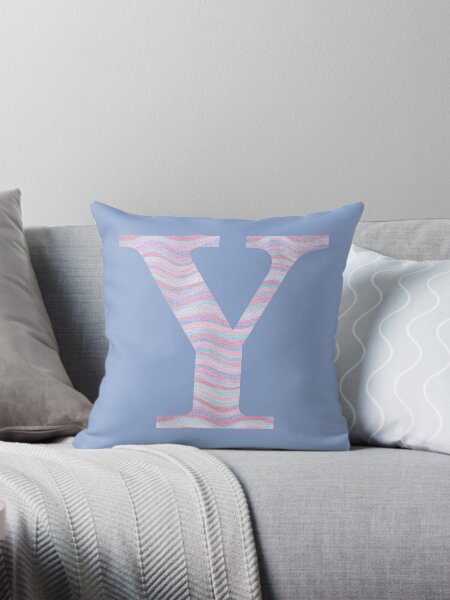 Item preview, Initial Y Rose Quartz And Serenity Pink Blue Wavy Lines designed and sold by theartofvikki.