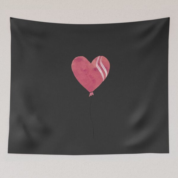 Item preview, Cute pink heart balloon on dark background designed and sold by Yana Mustafina | Boho Soulful Designs.
