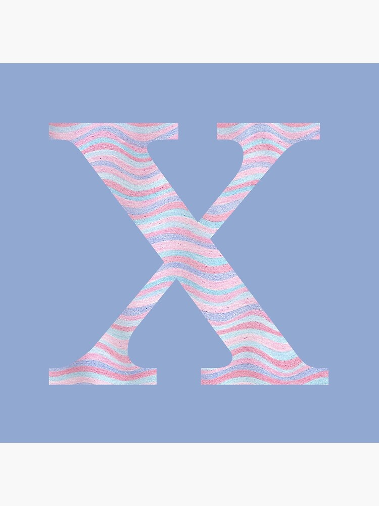 Initial X Rose Quartz And Serenity Pink Blue Wavy Lines by theartofvikki