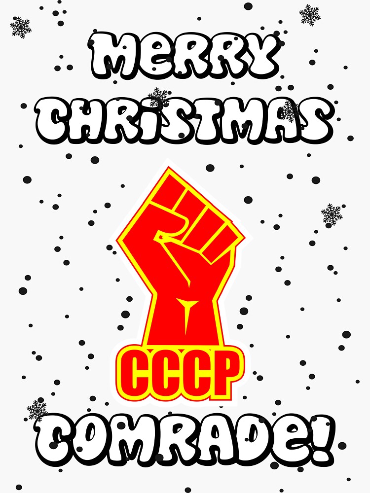 Soviet Communist Merry Christmas Card Sticker By Sovietstuff Redbubble