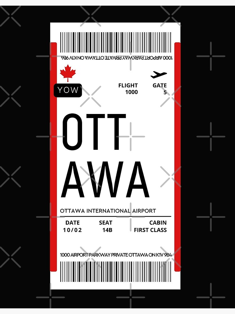 "Ottawa Flight Ticket Boarding Pass Travel Canada" Poster for Sale by