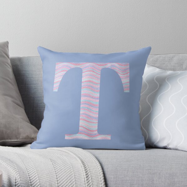 Initial T Rose Quartz And Serenity Pink Blue Wavy Lines Throw Pillow