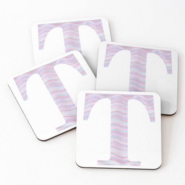 Item preview, Initial T Rose Quartz And Serenity Pink Blue Wavy Lines designed and sold by theartofvikki.