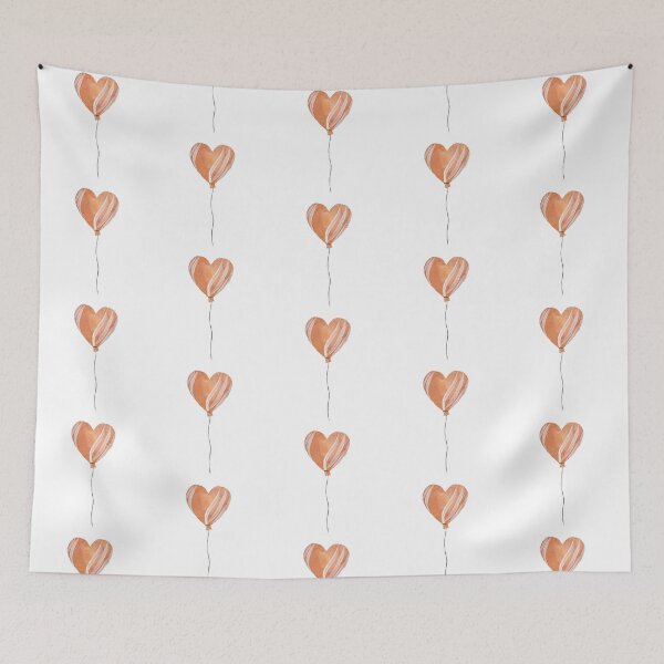 Item preview, A peach love heart balloon seamless pattern designed and sold by Yana Mustafina | Boho Soulful Designs.