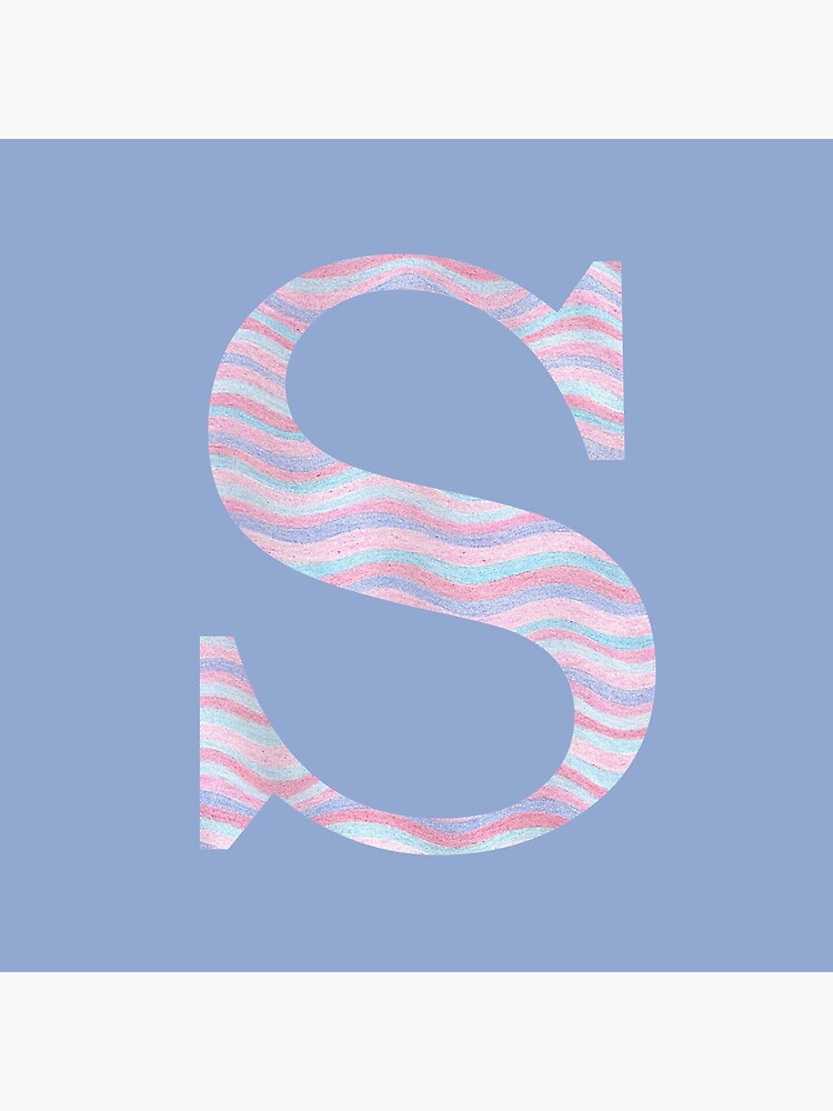 Initial S Rose Quartz And Serenity Pink Blue Wavy Lines by theartofvikki