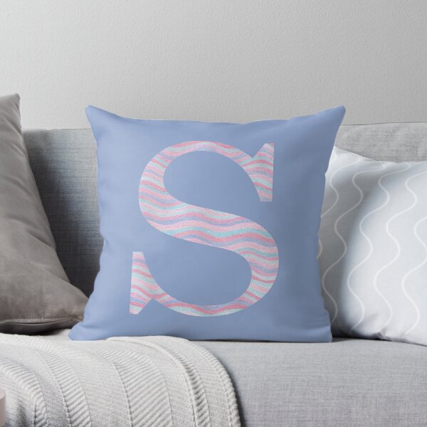 Initial S Rose Quartz And Serenity Pink Blue Wavy Lines Throw Pillow