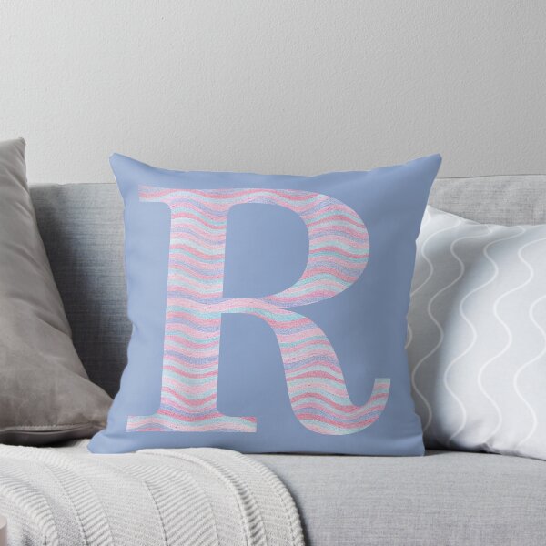 Item preview, Initial R Rose Quartz And Serenity Pink Blue Wavy Lines designed and sold by theartofvikki.