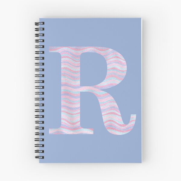 Item preview, Initial R Rose Quartz And Serenity Pink Blue Wavy Lines designed and sold by theartofvikki.