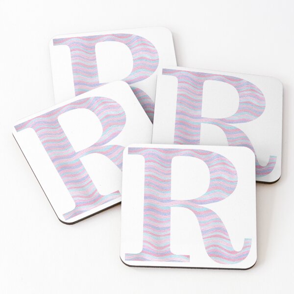 Item preview, Initial R Rose Quartz And Serenity Pink Blue Wavy Lines designed and sold by theartofvikki.