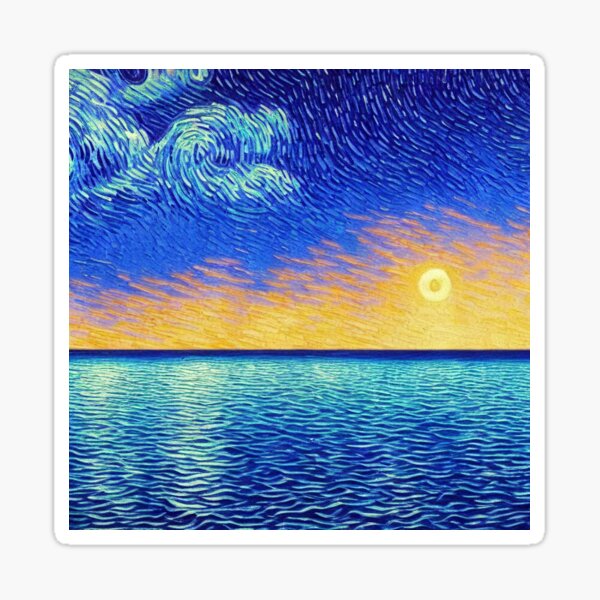 Sunset over the Ocean in the style of Van Gogh Sticker