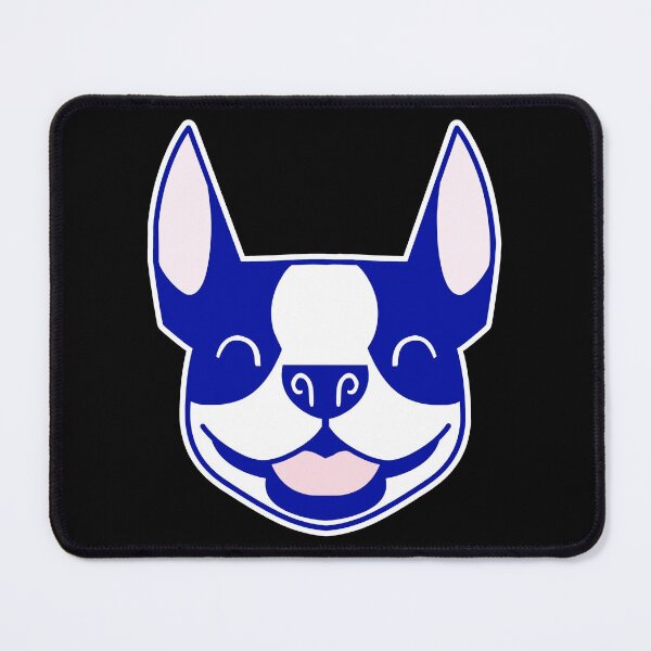 Item preview, Blue Smiling Boston Terrier face - cartoon Boston silhouette - Seal Boston Terrier - Boston Terrier, Smooshface United - Boston Terrier gift designed and sold by smooshfaceutd.
