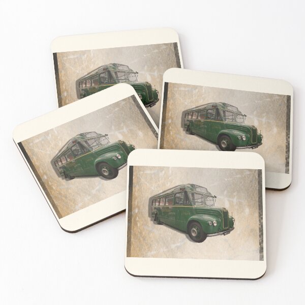 Item preview, Vintage background with The Green Bus from The London Bus Museum designed and sold by CrystalsArtPaws.