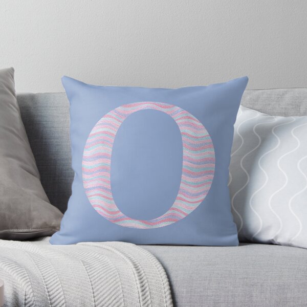 Initial O Rose Quartz And Serenity Pink Blue Wavy Lines Throw Pillow