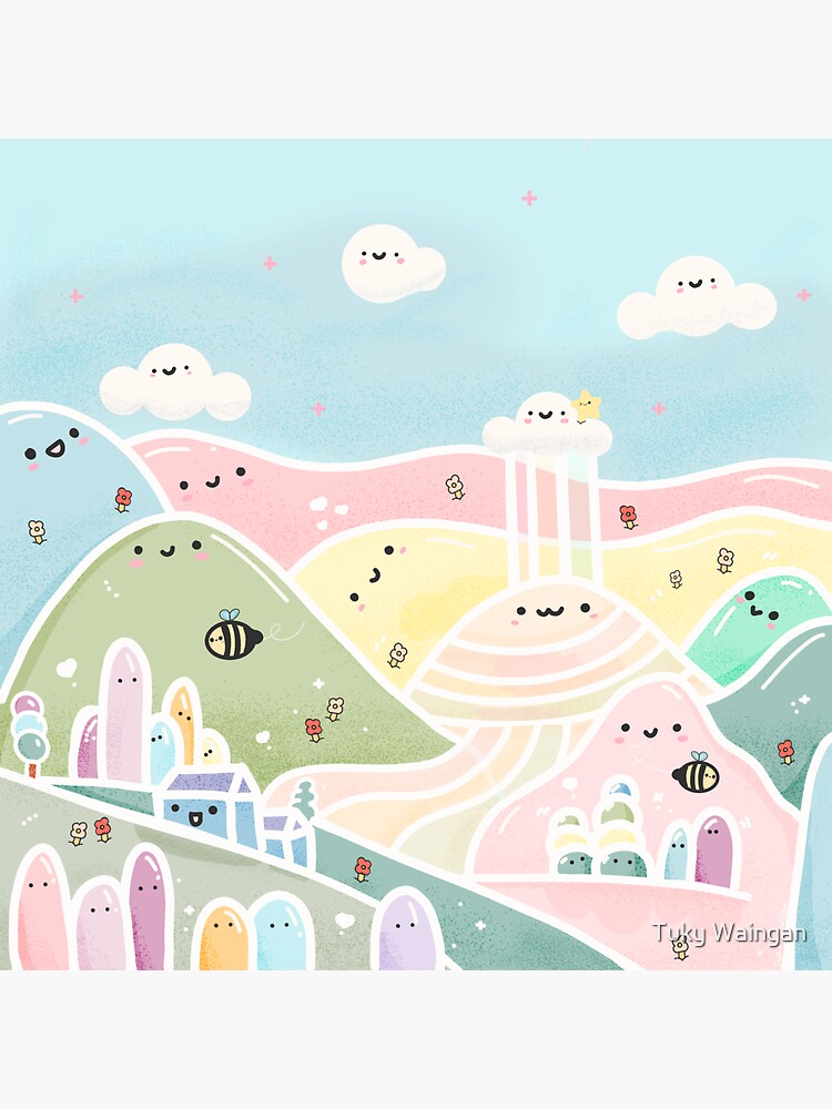 Soft Pastel Landscape Stickers