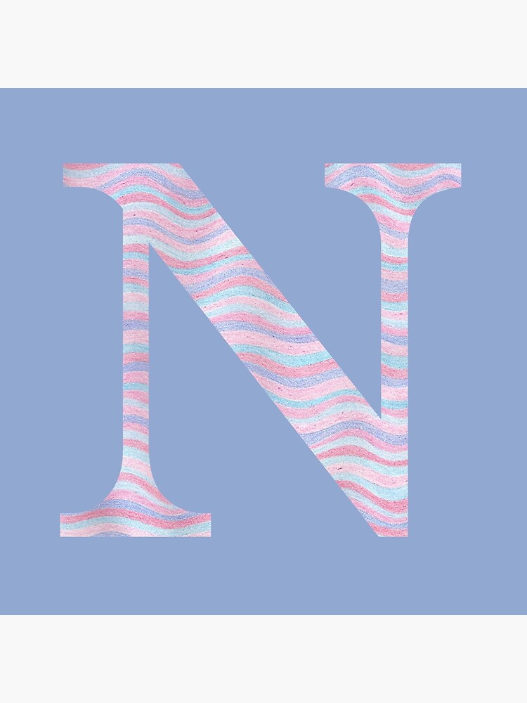 Initial N Rose Quartz And Serenity Pink Blue Wavy Lines by theartofvikki