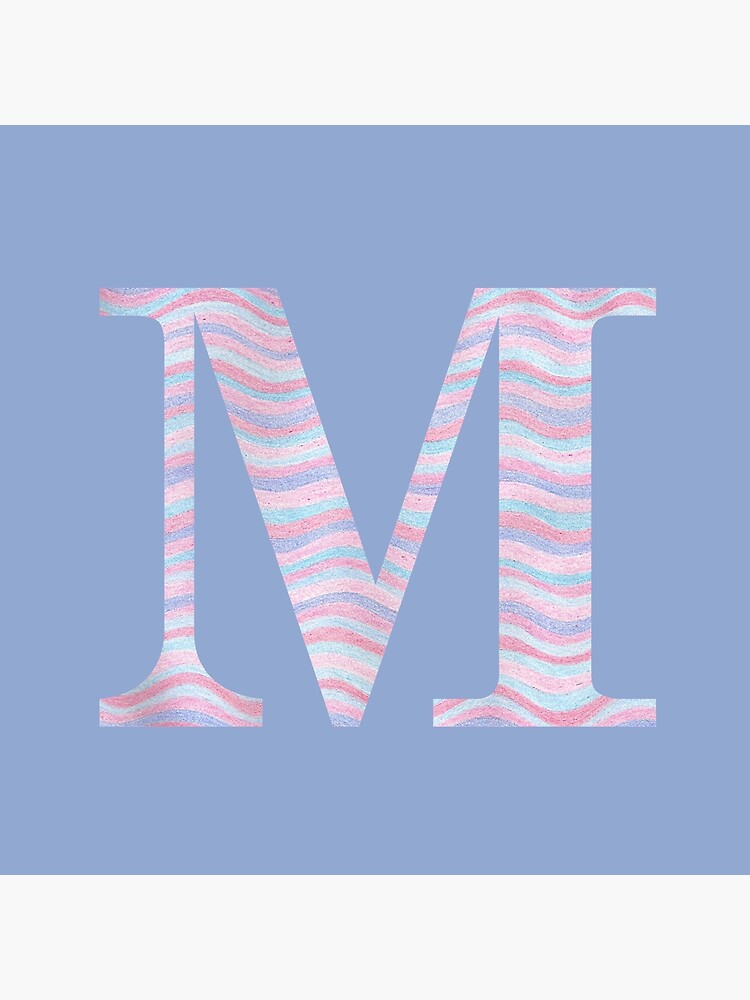 Initial M Rose Quartz And Serenity Pink Blue Wavy Lines by theartofvikki