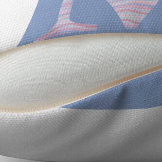 Alternate view of Initial M Rose Quartz And Serenity Pink Blue Wavy Lines Throw Pillow