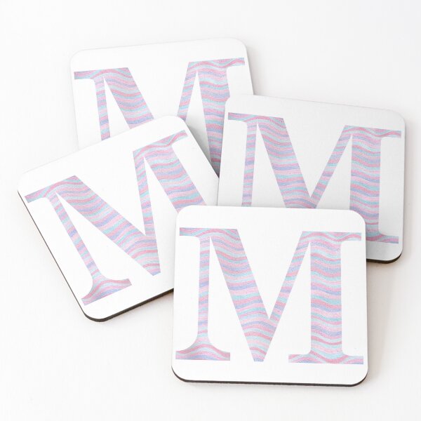 Item preview, Initial M Rose Quartz And Serenity Pink Blue Wavy Lines designed and sold by theartofvikki.