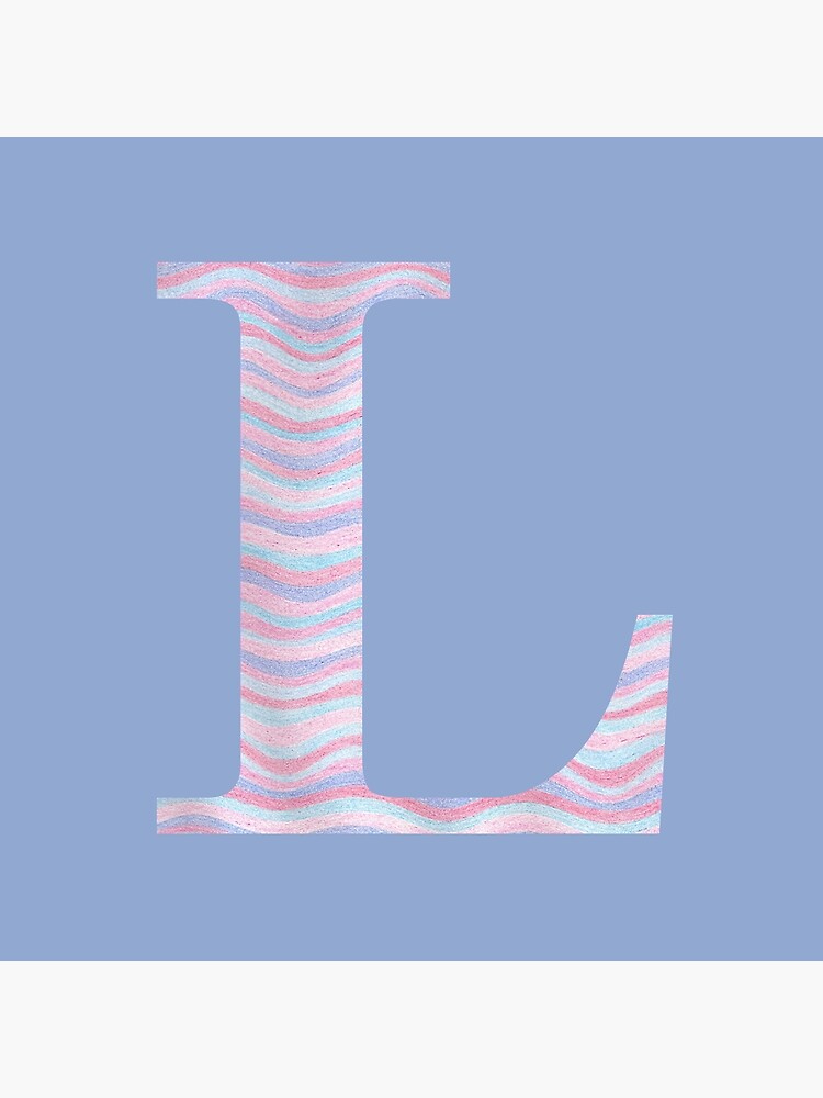 Initial L Rose Quartz And Serenity Pink Blue Wavy Lines by theartofvikki