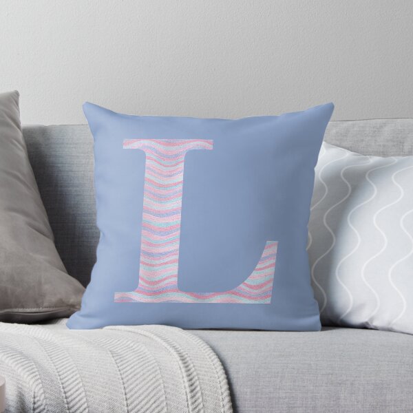 Initial L Rose Quartz And Serenity Pink Blue Wavy Lines Throw Pillow