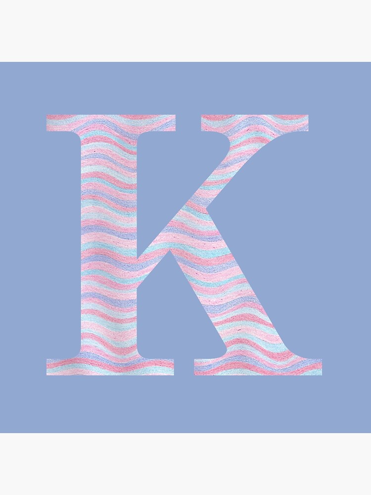 Initial K Rose Quartz And Serenity Pink Blue Wavy Lines by theartofvikki