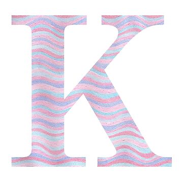 Artwork thumbnail, Initial K Rose Quartz And Serenity Pink Blue Wavy Lines by theartofvikki