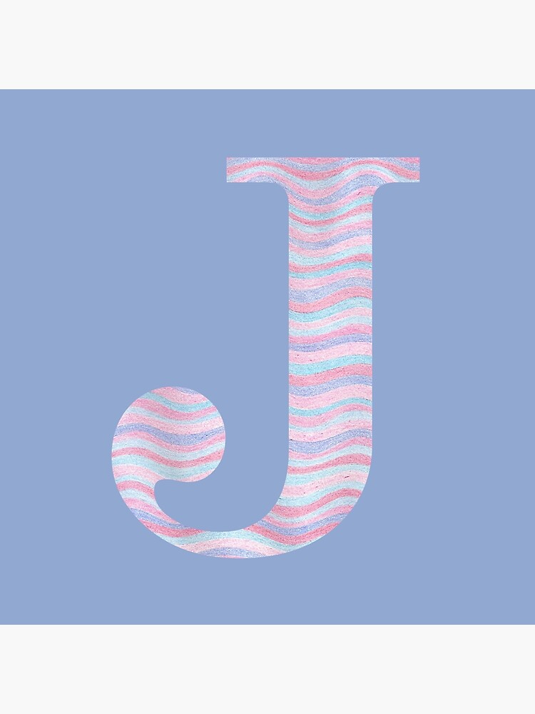 Initial J Rose Quartz And Serenity Pink Blue Wavy Lines by theartofvikki