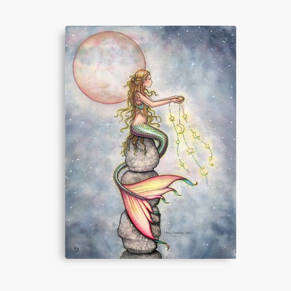 "Star Filled Sky" Mermaid Art by Molly Harrison Canvas Print