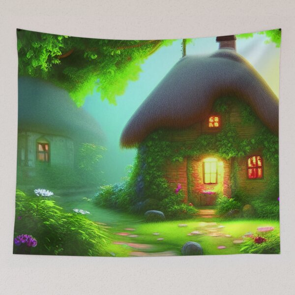 Item preview, Fantasy House In a Greenery Scene, Fantasy Cottagecore designed and sold by NatureFood.