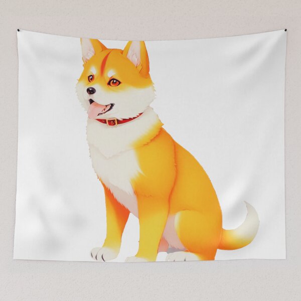 Item preview, A cute and fluffy dog sitting down waiting for an owner with his tongue out designed and sold by Pinghing.