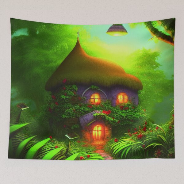 Item preview, Fantasy House In a Greenery Scene, Fantasy Cottagecore designed and sold by NatureFood.